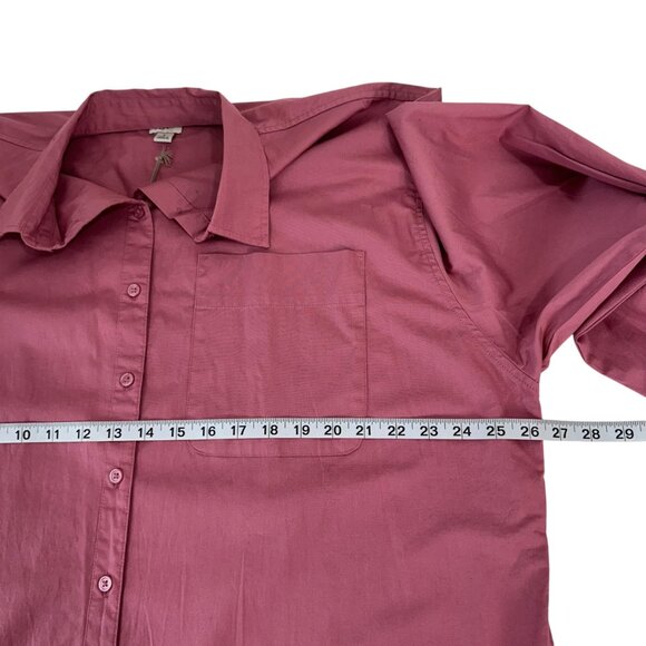 A New Day Womens Long-Sleeve Button-Down Shirt Size L Cotton Blend Rose Pink - Picture 3 of 10